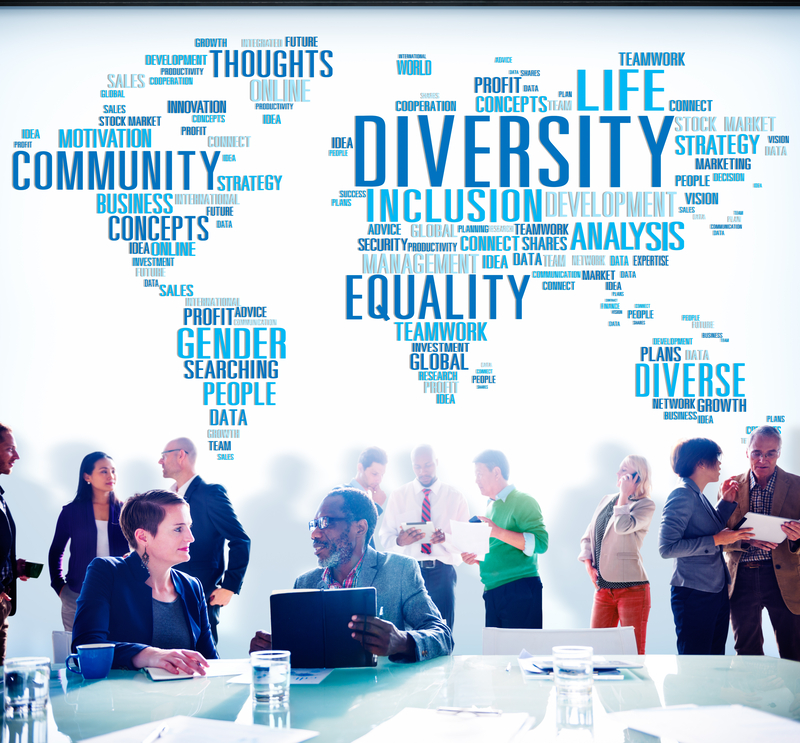 A diverse team working together